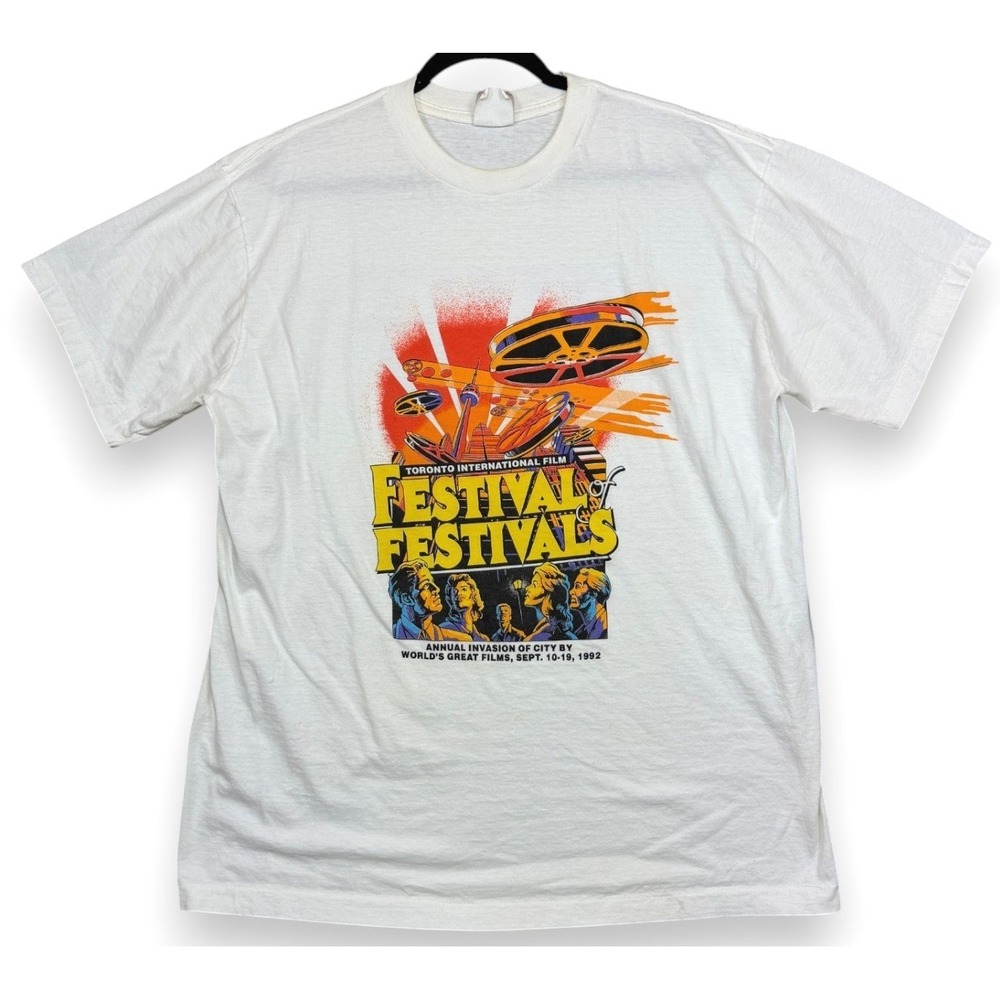Brockum T-Shirt Mens XL White 1992 Toronto Film Festival Staff Vintage 90s